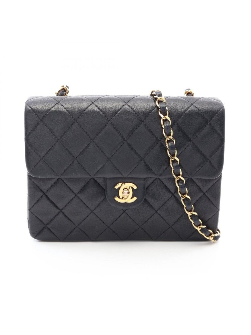 Chanel Shoulder Bag Mini Quilted 20 Black Lambskin Chain